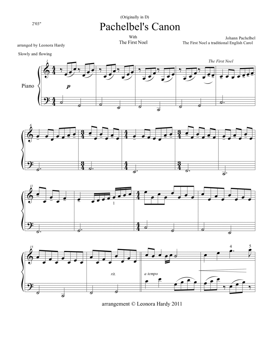 Pachelbel's Canon with The First Noel (arr. Leonora Hardy)