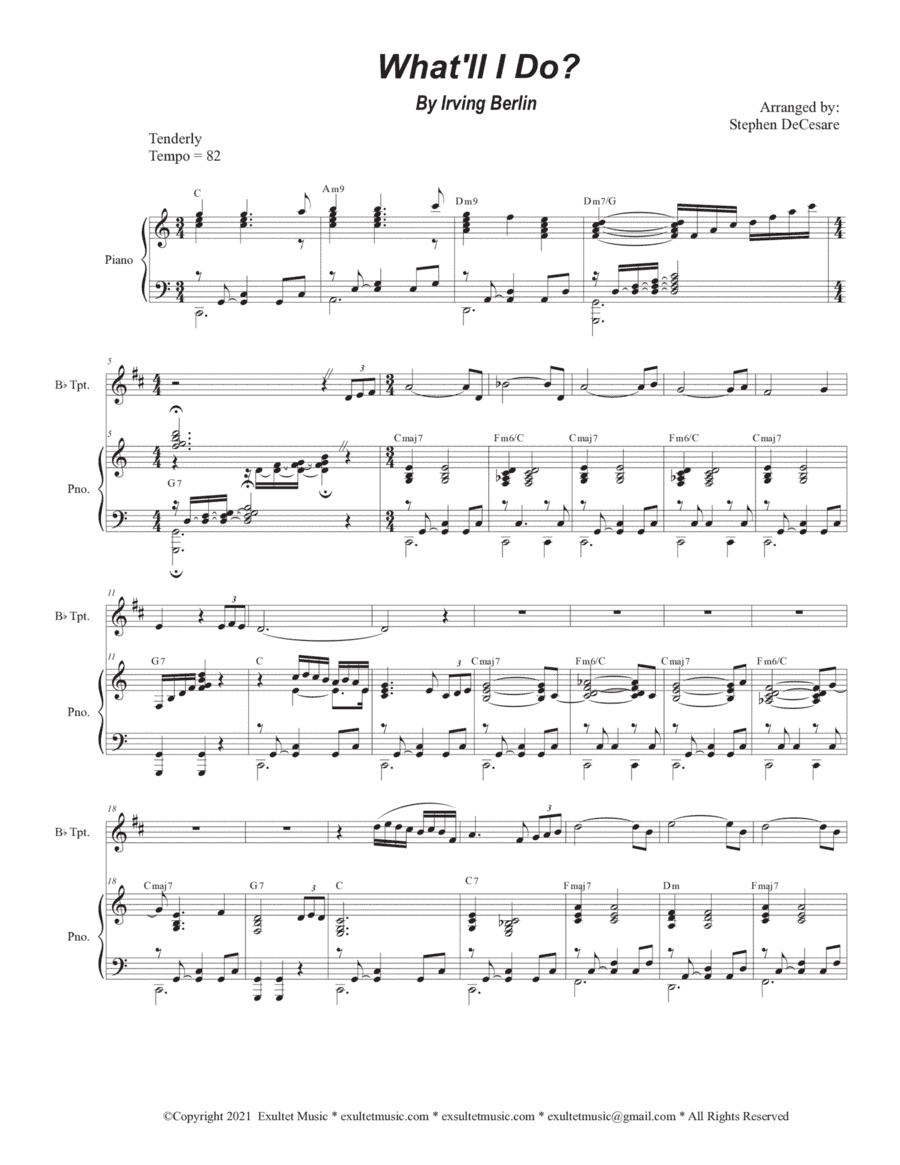 What'll I Do? (Bb-Trumpet solo and Piano) (arr. Stephen DeCesare)