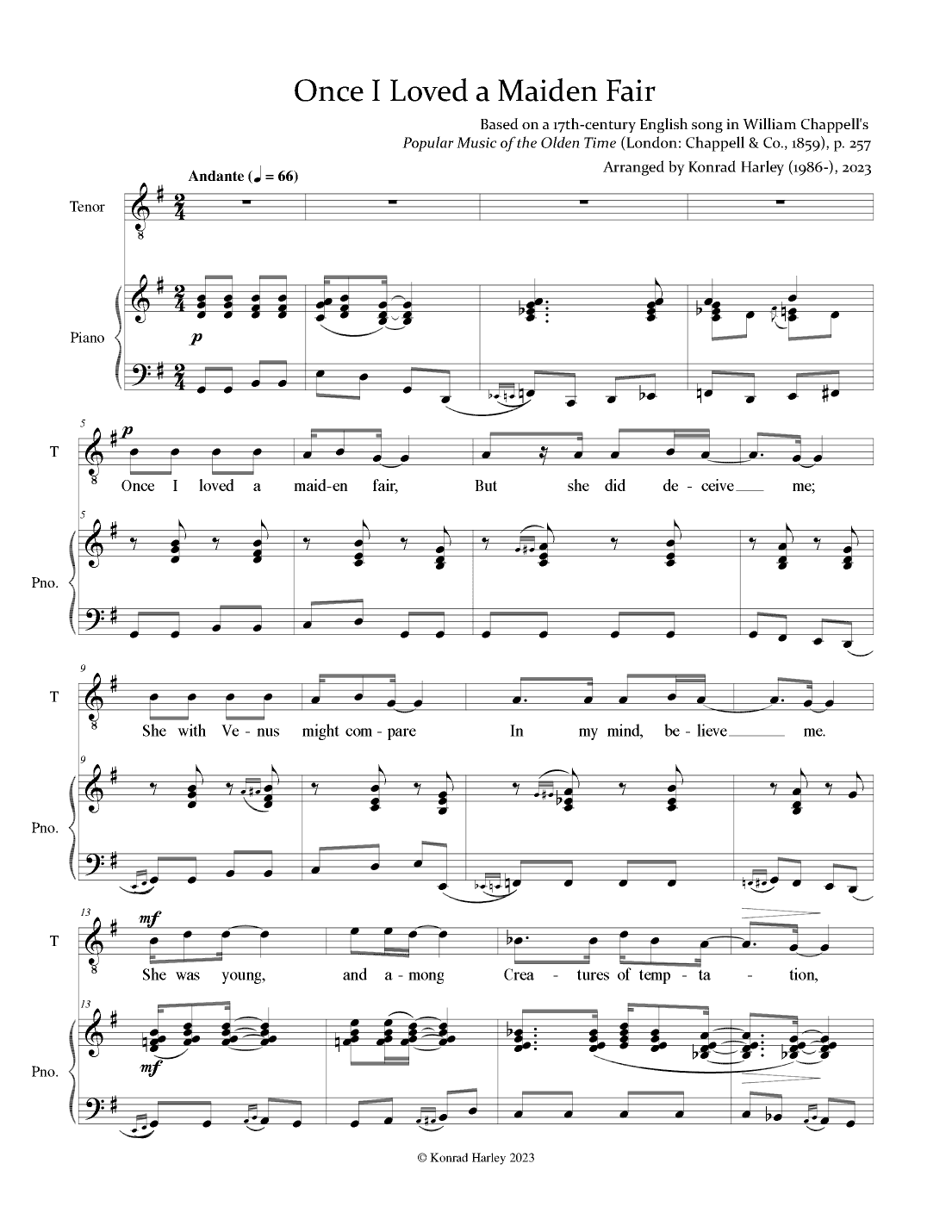 Once I Loved a Maiden Fair (arr. Konrad Harley)