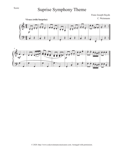 Surprise Symphony Theme for Easy Piano (arr. Cody Weinmann)