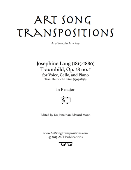 LANG: Traumbild, Op. 28 no. 1 (transposed to F major) (arr. ArtSongTranspositions.com)