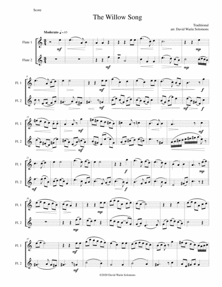 Variations on The Willow Song for 2 flutes (arr. David Warin Solomons)