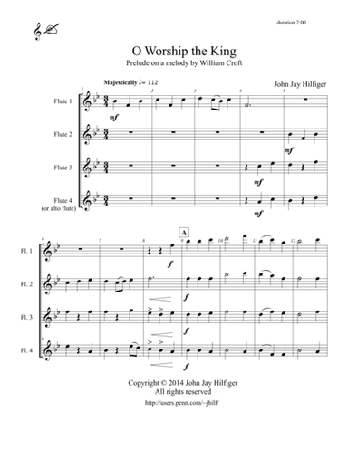 O Worship the King: Prelude on a Melody by William Croft for Flutes