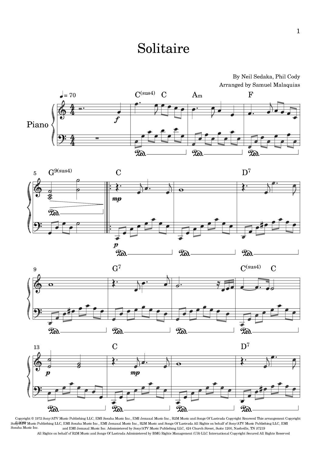 Solitaire (arr. SAMUEL DE SOUZA MALAQUIAS)