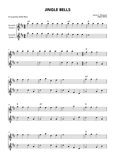 Jingle Bells - Acoustic Guitar Duet (arr. Valdir Maia)