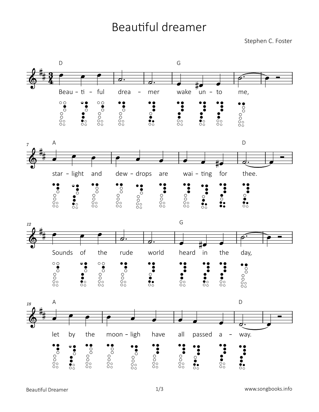 Beautiful Dreamer (arr. songbooks.info)