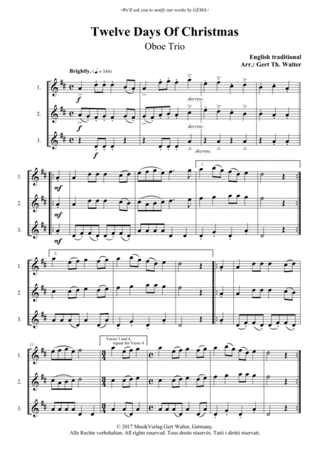 Twelve Days Of Christmas (arr. Gert Th. Walter)