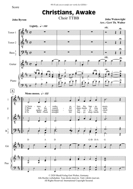 Christians, Awake, Salute The Happy Morn (arr. Gert Th. Walter)
