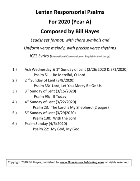 2020 Lenten Responorial Psalms (Year A)