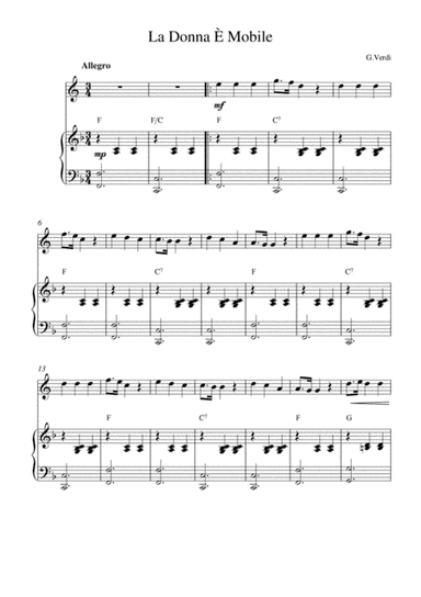 La Donna È Mobile (English horn solo and piano accompaniment) (arr. Kaiserin Rebecca)