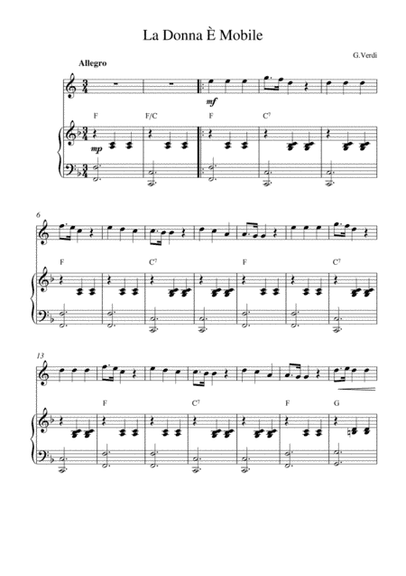 La Donna È Mobile (English horn solo and piano accompaniment) (arr. Kaiserin Rebecca)