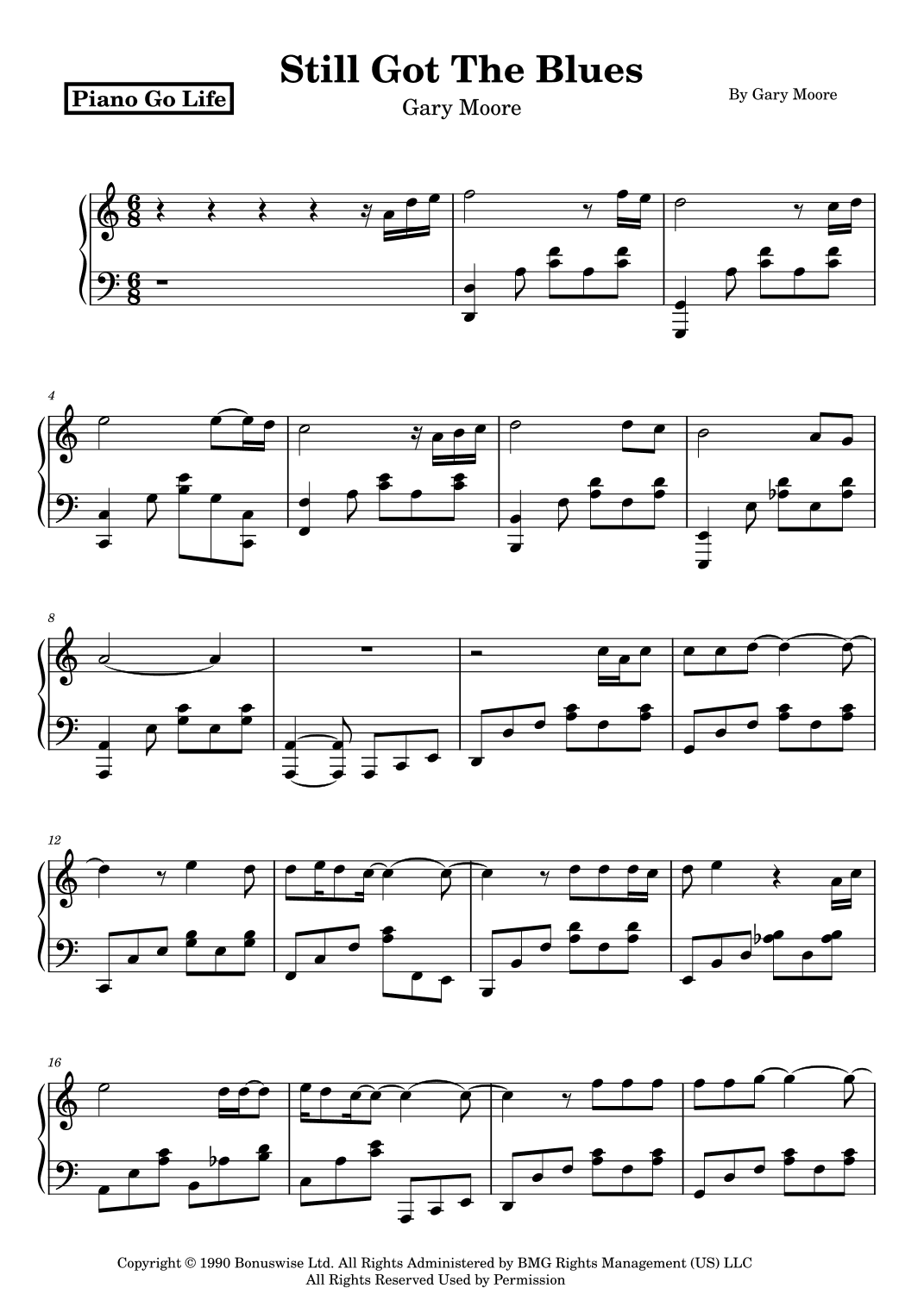 Still Got The Blues (arr. Piano Go Life)