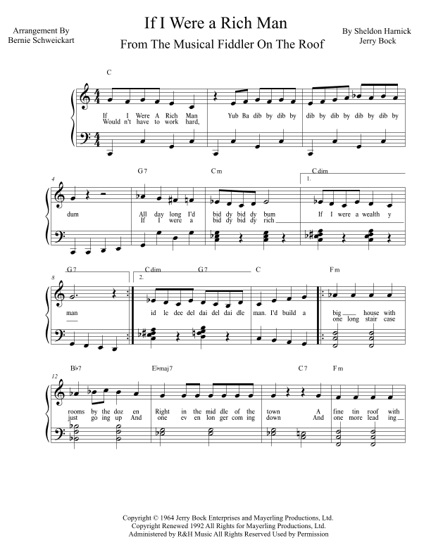 If I Were A Rich Man (arr. Bernie Schweickart)