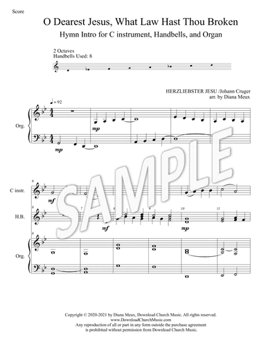 O Dearest Jesus, What Law Hast Thou Broken - Hymn Intro (C instrument, handbells, organ) (arr. Diana Meux)