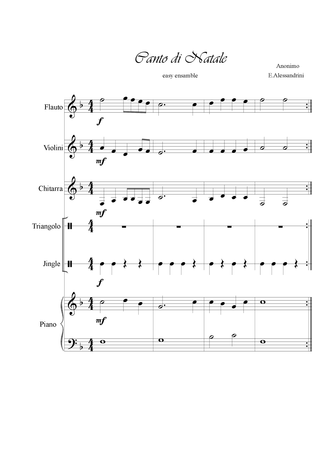 Canto di Natale. Easy ensamble (arr. Ester Alessandrini)