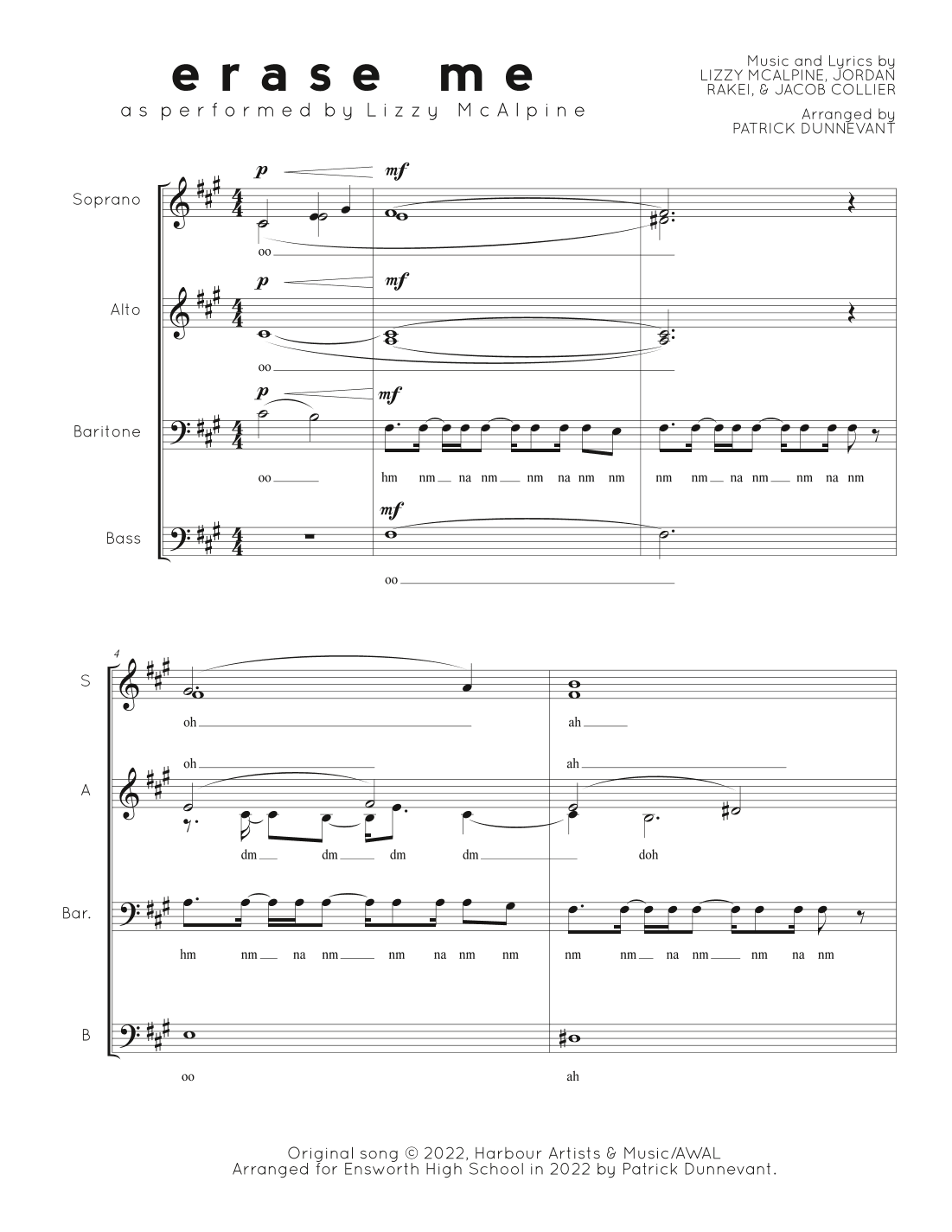Erase Me (arr. Patrick Dunnevant)