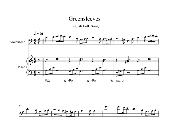 Greensleeves - English Folk Song (Cello + Piano) (arr. Digital Book Music)