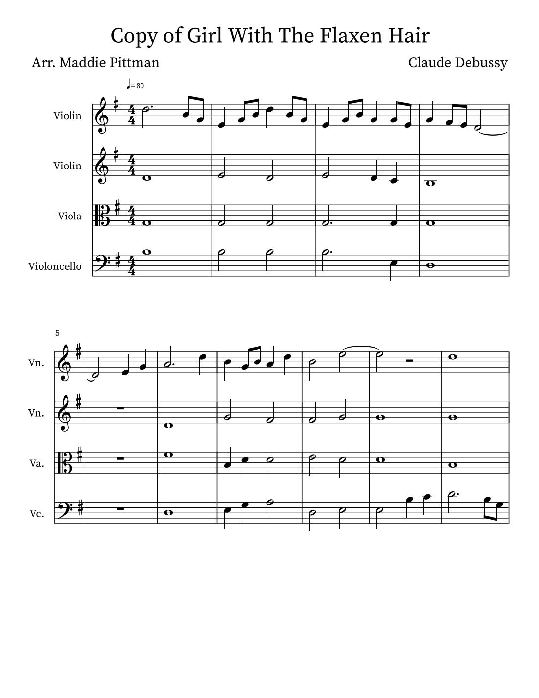 The Girl with the Flaxen Hair (arr. Madeleine Pittman)