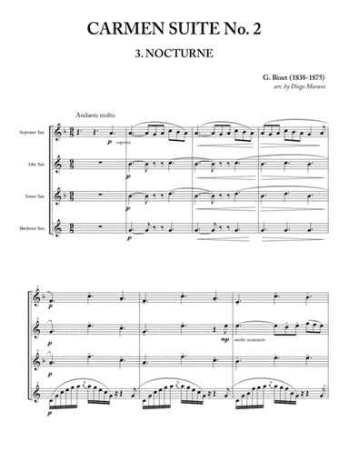 Nocturne from "Carmen Suite No. 2" for Saxophone Quartet (arr. Diego Marani)