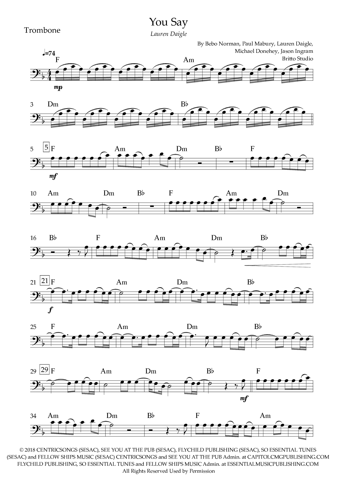 You Say (arr. Fabio Britto)