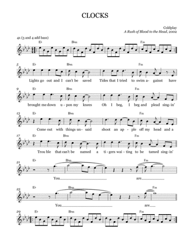 Clocks (arr. Brock Chart)