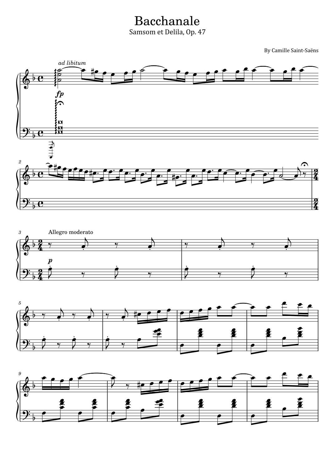 Saint-Saëns - Bacchanale - Samson et Dalila,Op.47 - For Piano Solo Original (arr. poon)