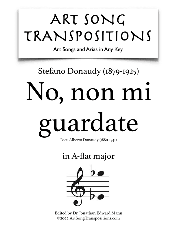 DONAUDY: No, non mi guardate (transposed to A-flat major) (arr. ArtSongTranspositions.com)