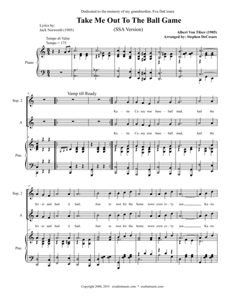 Take Me Out To The Ball Game (SSA Version) (arr. Stephen DeCesare)