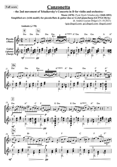 Tchaikovsky (Pyotr Ilyich) - Canzonetta (the 2nd movement of Tchaikovsky's Concerto in D for violin (arr. Andrei Lucian Dragoi)