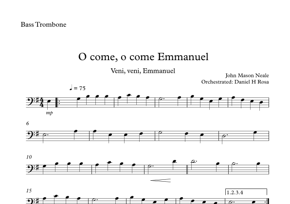 O come, o come Emmanuel - Veni, veni Emmanuel - Christmas Carol - Bass Trombone (arr. Daniel H Rosa)