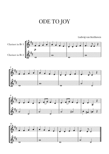 Beethoven - Ode to Joy (for 2 Clarinets) (arr. Cadenza Editions)