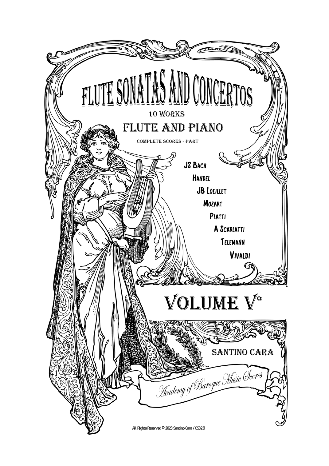 10 Flute Sonatas and Concertos (Volume 5) for Flute and Piano - Scores and Flute Part (arr. Santino Cara)