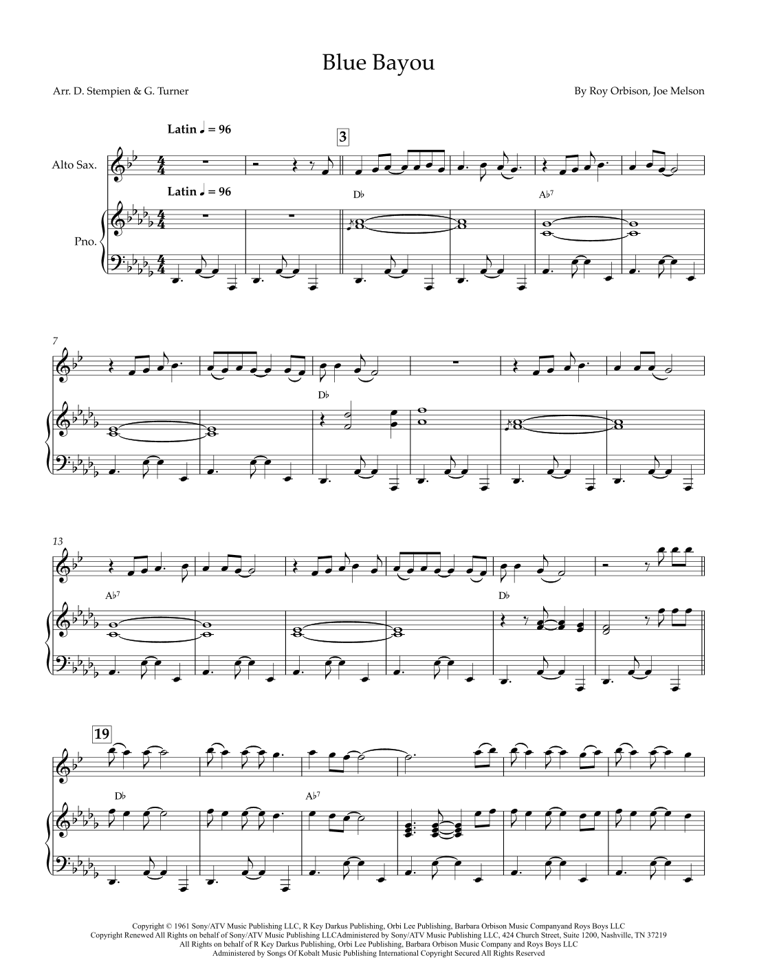 Blue Bayou (arr. Debra E. Stempien, Gregory H. Turner)