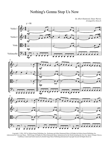 Nothing's Gonna Stop Us Now (arr. Alicia S.)