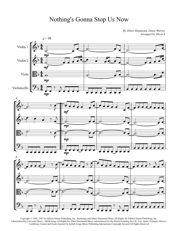 Nothing's Gonna Stop Us Now (arr. Alicia S.)