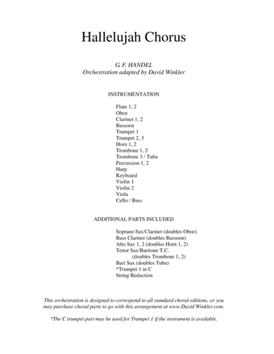 Hallelujah Chorus (orchestration, key of D) (arr. David Winkler)
