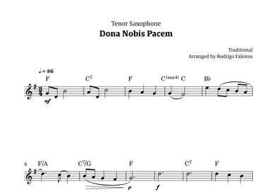 Dona Nobis Pacem - for tenor saxophone (with chords) (arr. Rodrigo Faleiros)