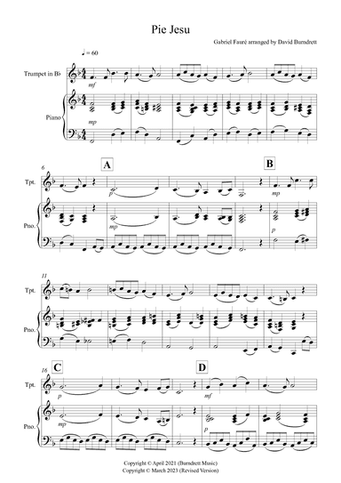 Pie Jesu (from Requiem) for Trumpet and Piano (arr. David Burndrett)