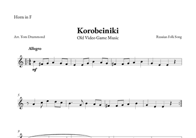 Korobeiniki (arr. Tom Drummond)