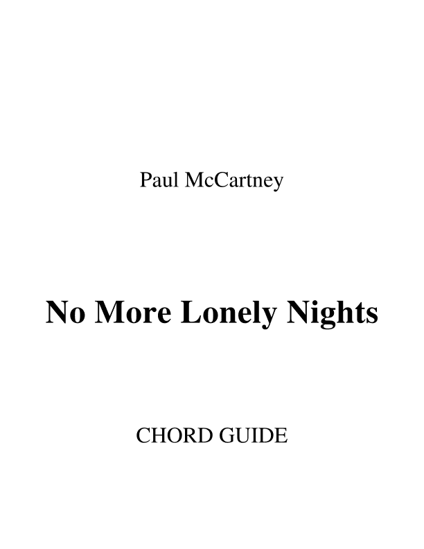 No More Lonely Nights (arr. RWM)