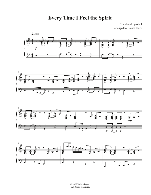 Every Time I Feel the Spirit (advanced gospel piano) (arr. Raluca Bojor)