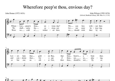 Wherefore peep'st thou envious day? (arr. Early Music Scores)