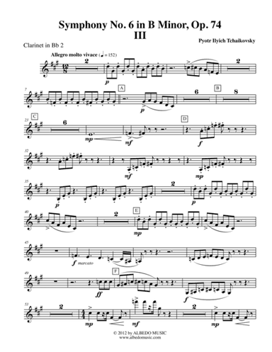 ?Tchaikovsky? Symphony No. 6, Movement III - Clarinet in Bb 2 (Transposed Part), Op. 74 (arr. Doug Clyde)
