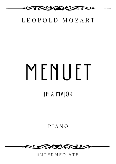 L. Mozart - Menuet in A Major - Intermediate (arr. Piacere Music Sheets)