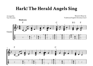 Hark! The Herald Angels Sing - Fingerstyle Ukulele (F Major with TAB) (arr. Yuri Noronha)