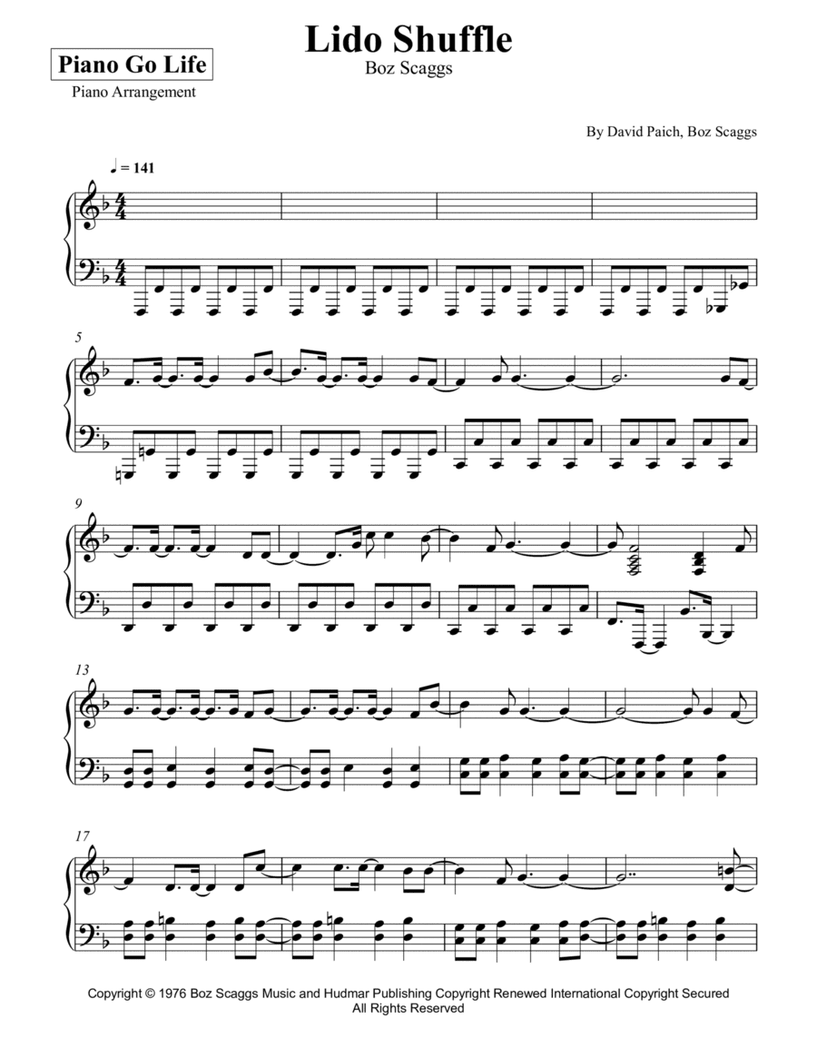 Lido Shuffle (arr. Piano Go Life)