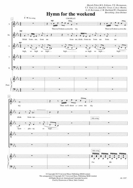 Hymn For The Weekend (arr. Jetse Bremer)
