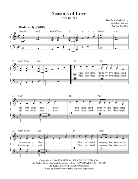 Seasons Of Love (arr. Joe Cox)