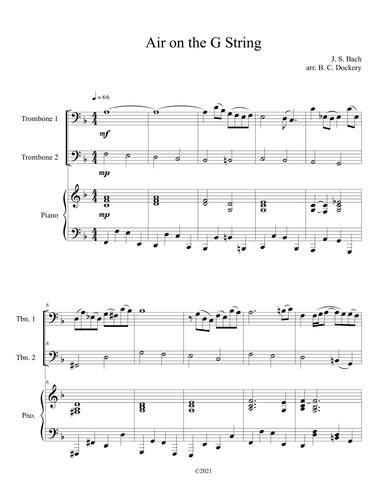 Air on the G String (Trombone Duet with Piano Accompaniment) (arr. B. C. Dockery)