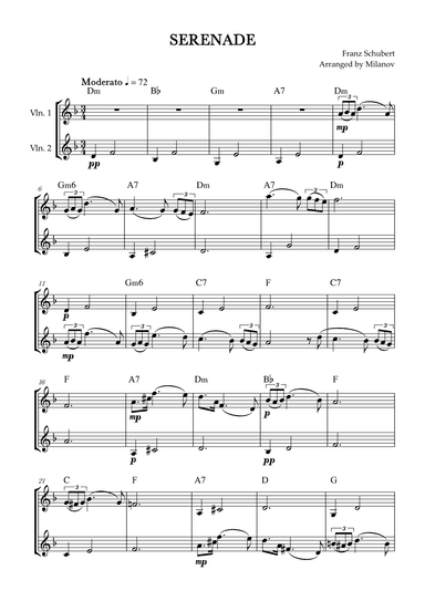 Serenade | Schubert | Violin duet | Chords (arr. Milanov)